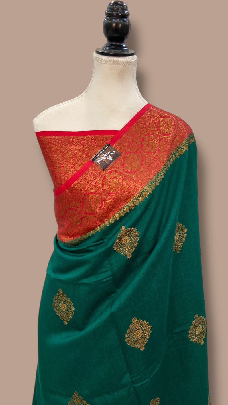 Moonga Georgette Handloom Banarasi Saree - The Handlooms