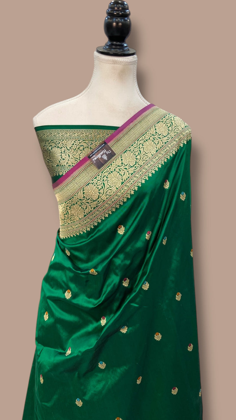 Pure Katan Silk Banarasi Handloom Saree - All over Kadua motifs With Meenakari - The Handlooms