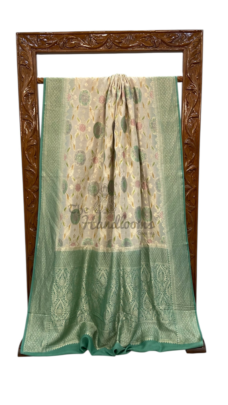 Moonga Georgette Handloom Banarasi Saree - Rangkat - The Handlooms