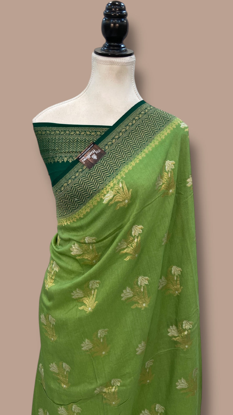 Moonga Georgette Handloom Banarasi Saree - The Handlooms