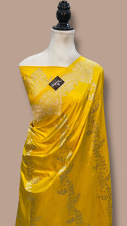 Pure Katan Silk Banarasi Handloom Saree - All over soona roopa  Kadua stripe - The Handlooms