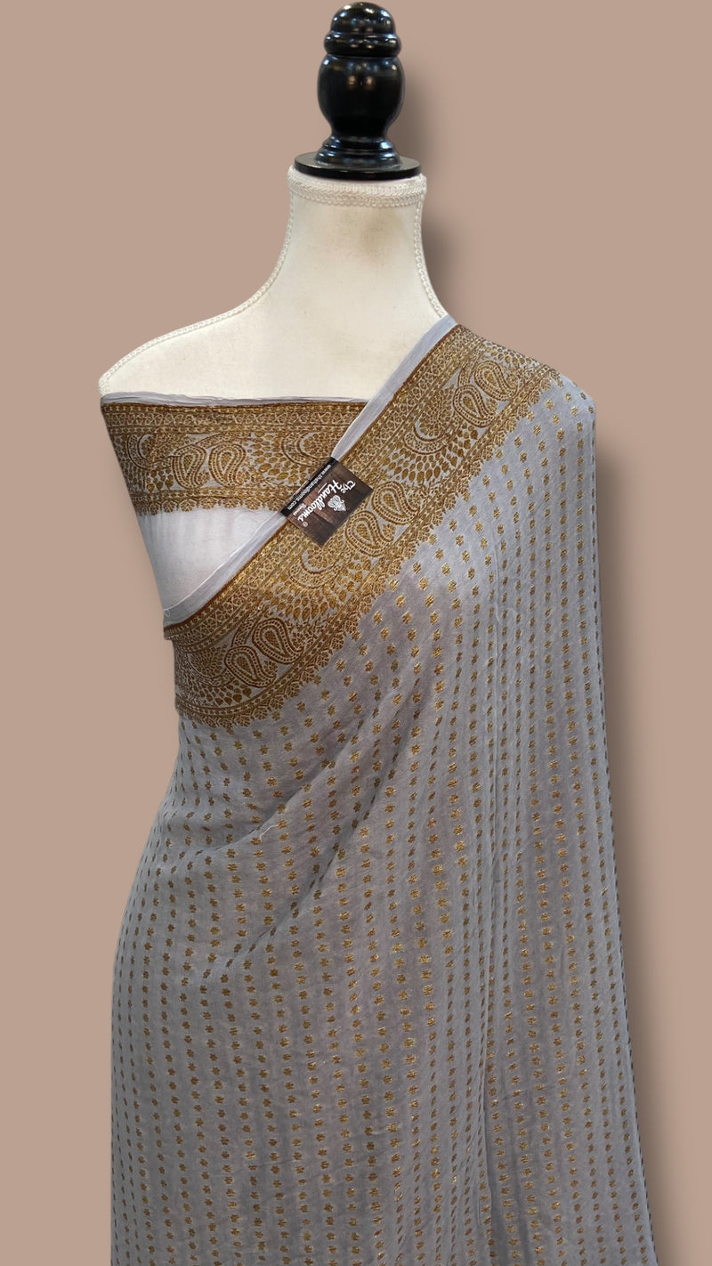 Pure Chiffon Khaddi Banarasi Saree - The Handlooms