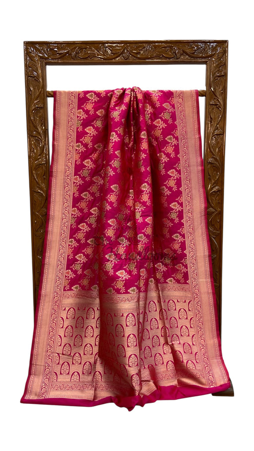 Pure Katan Silk Banarasi Handloom Saree - All over Jaal work With Meenakari - The Handlooms