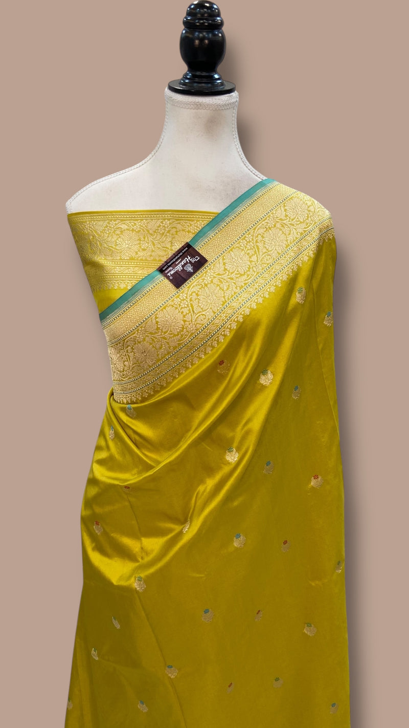 Pure Katan Silk Handloom Banarasi Saree - All Over Kadua Motifs With Meenakari - The Handlooms