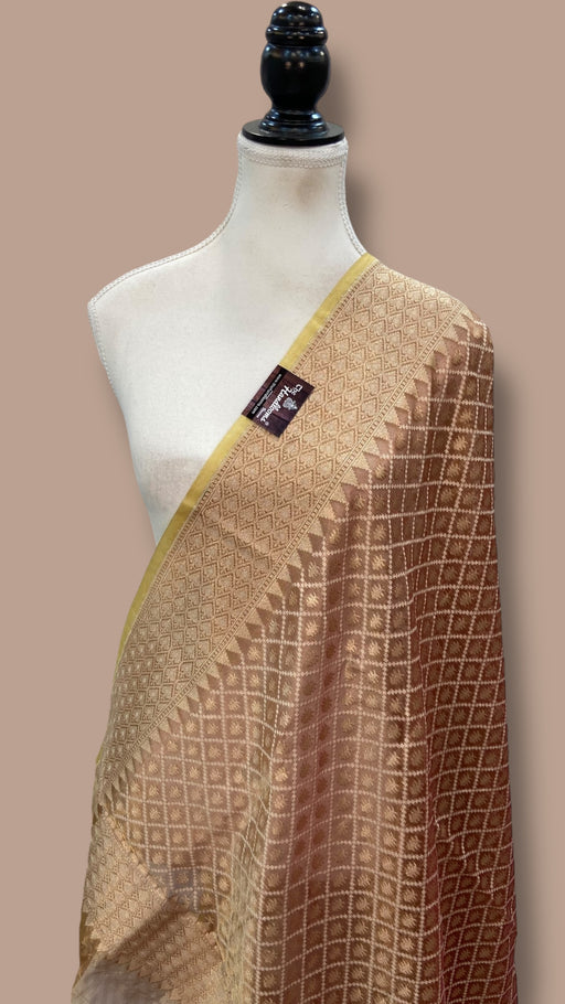 Pure Tissue Reshmi Zari Banarasi Brocade Handloom Dupatta - The Handlooms