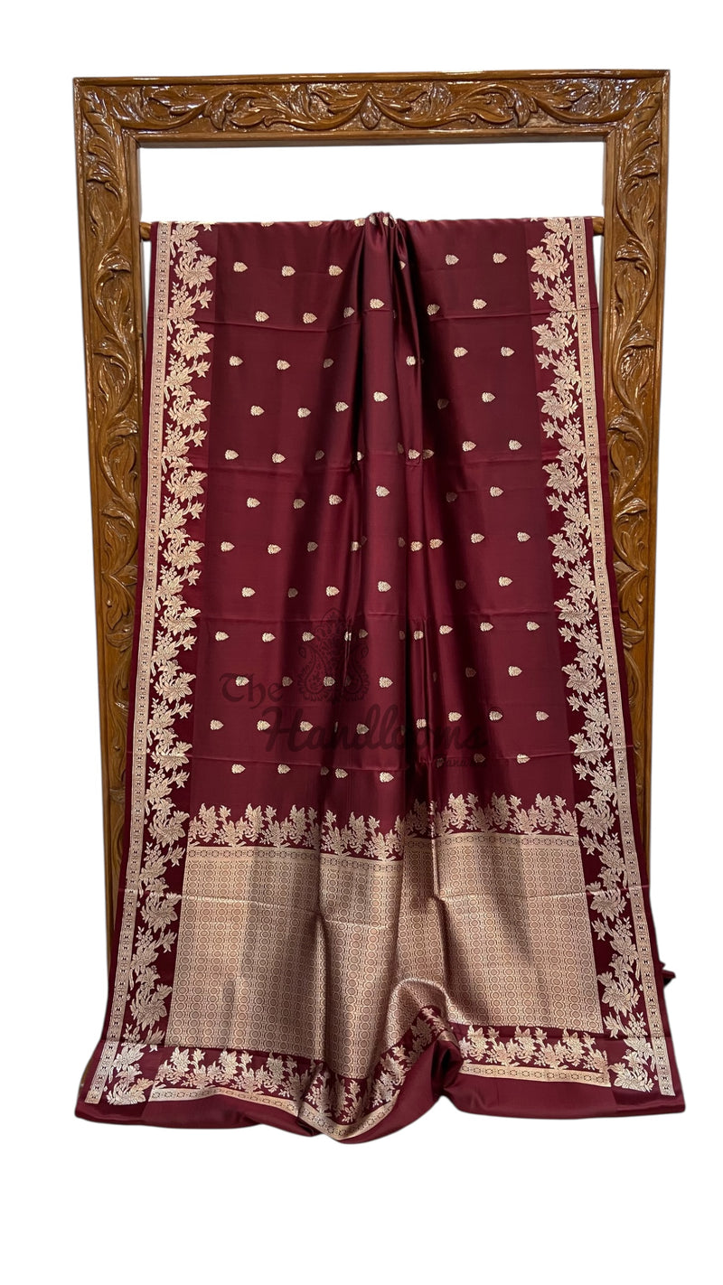 Pure Mango Silk Banarasi Handloom Saree All Over Kadua Motifs - The Handlooms