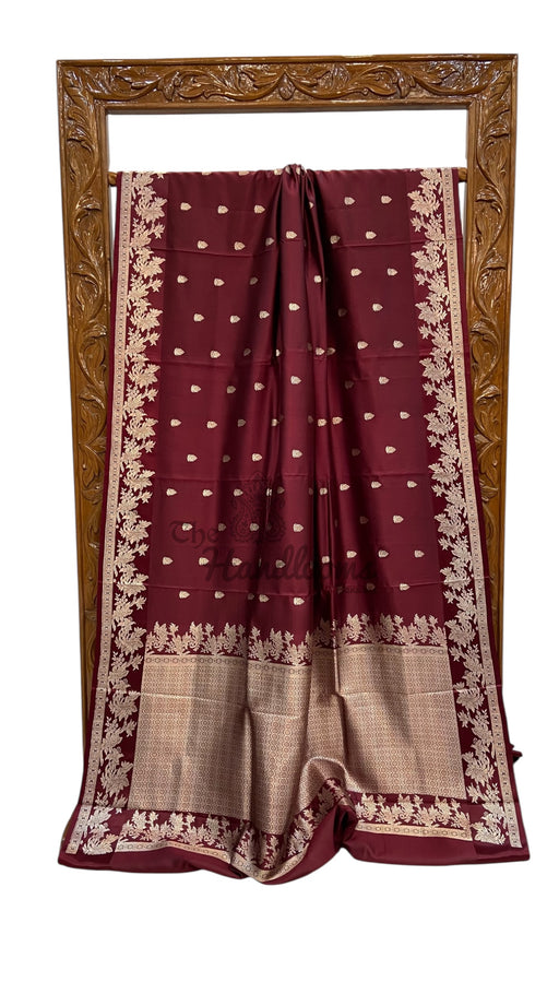 Pure Mango Silk Banarasi Handloom Saree All Over Kadua Motifs - The Handlooms