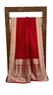 Pure Satan Silk Banarasi Handloom Saree - All over Motifs Work - The Handlooms