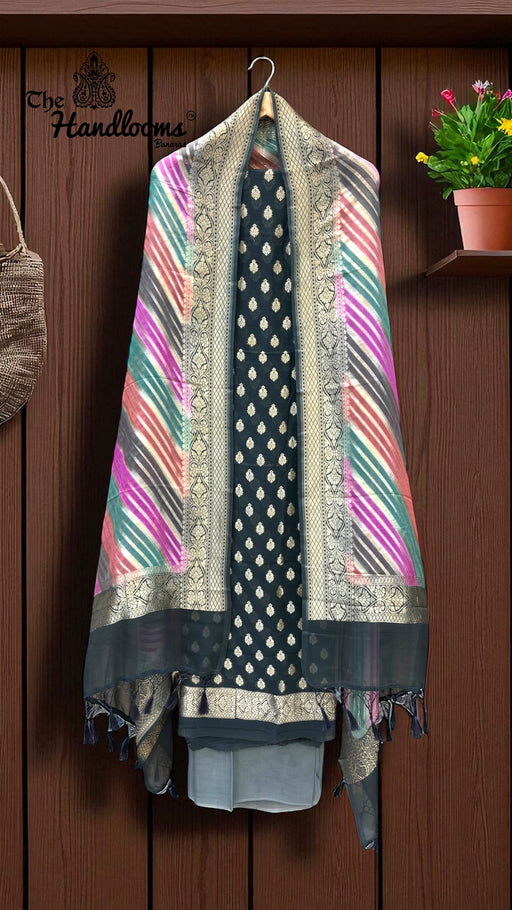 Khaddi Georgette Handloom Banarasi Dress Material - The Handlooms