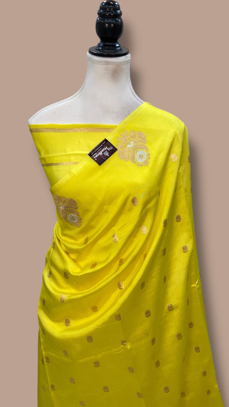 Pure Katan Silk Banarasi Handloom Saree - All over Kadua motifs - The Handlooms