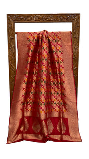 Multicolor Pure Katan Silk Banarasi Handloom Saree - All over Jaal Work With Rangkart - The Handlooms