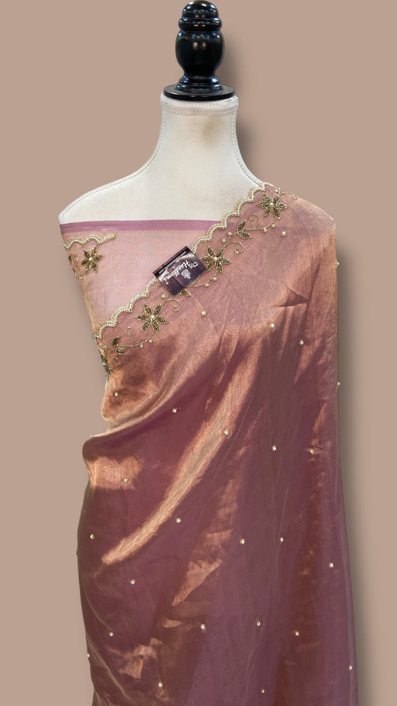 Pure Kora Tissue Handloom Banarasi Saree - Handwork - The Handlooms