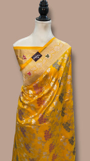 Pure Katan Silk Banarasi Handloom Saree - All Over Sona Roopa Jaal Work - The Handlooms