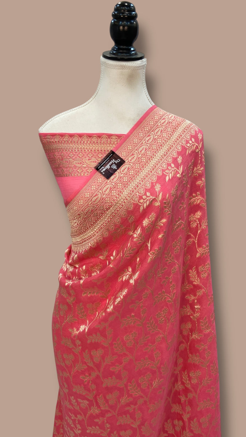 Khaddi Georgette Handloom Banarasi Saree - The Handlooms