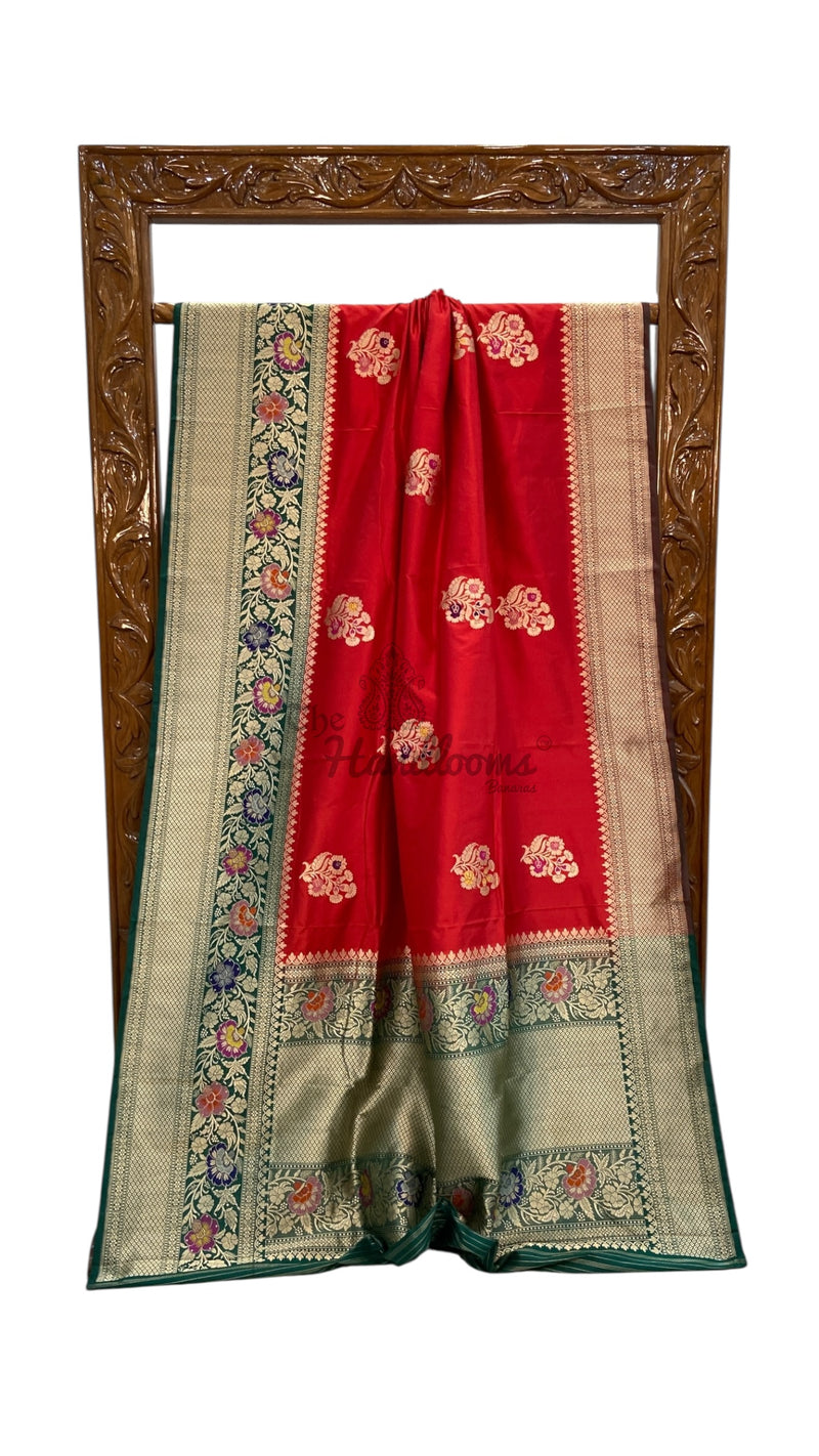 Ektara Pure Katan Silk Banarasi Handloom Saree - All over kadiyal Boota - The Handlooms