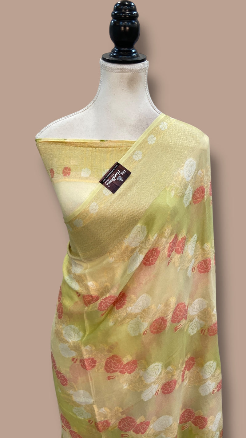 Pure Chiffon Khaddi Banarasi Saree - The Handlooms