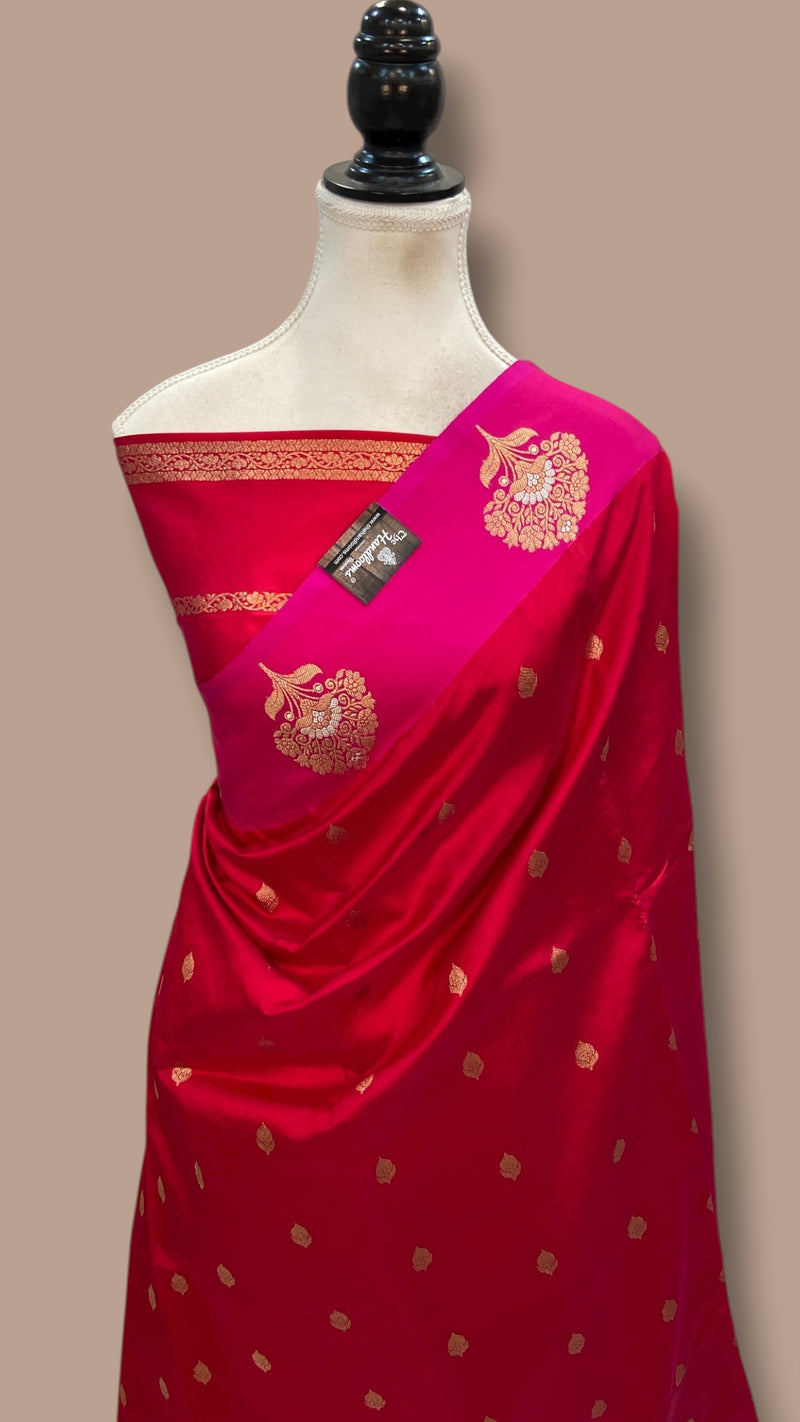 Pure Katan Silk Banarasi Handloom Saree - All over Kadua motifs - The Handlooms