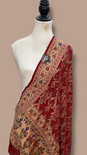 Pure Georgette Banarasi Bandhej Handloom Dupatta - The Handlooms