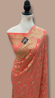 Khaddi Georgette Handloom Banarasi Saree - The Handlooms