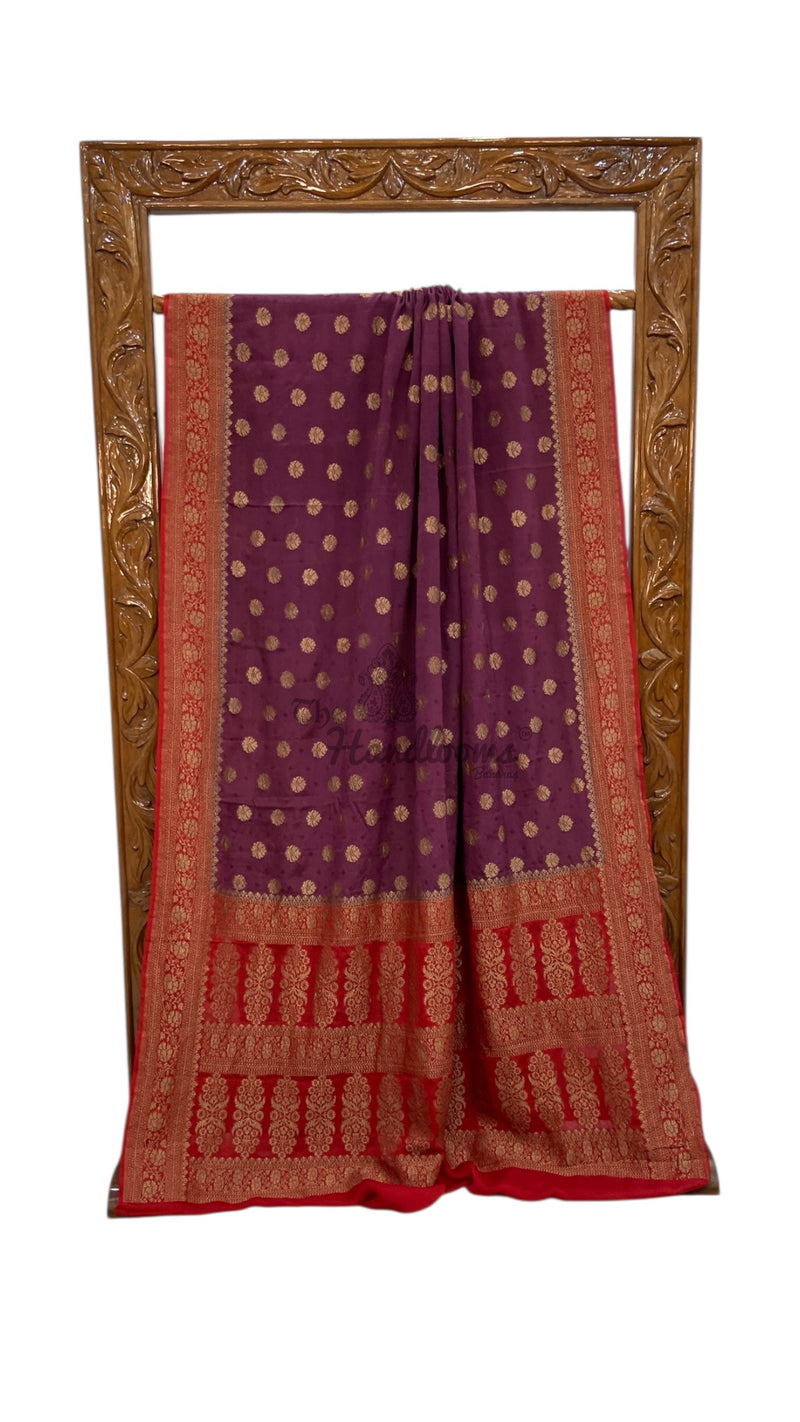 Pure Khaddi Georgette Handloom Banarasi Saree - The Handlooms