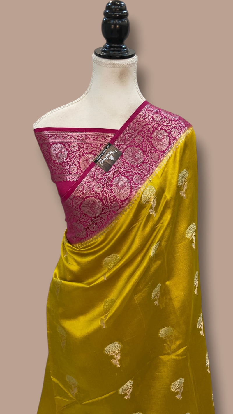 Pure Chiniya Silk Khaddi Handloom Banarasi Saree - The Handlooms