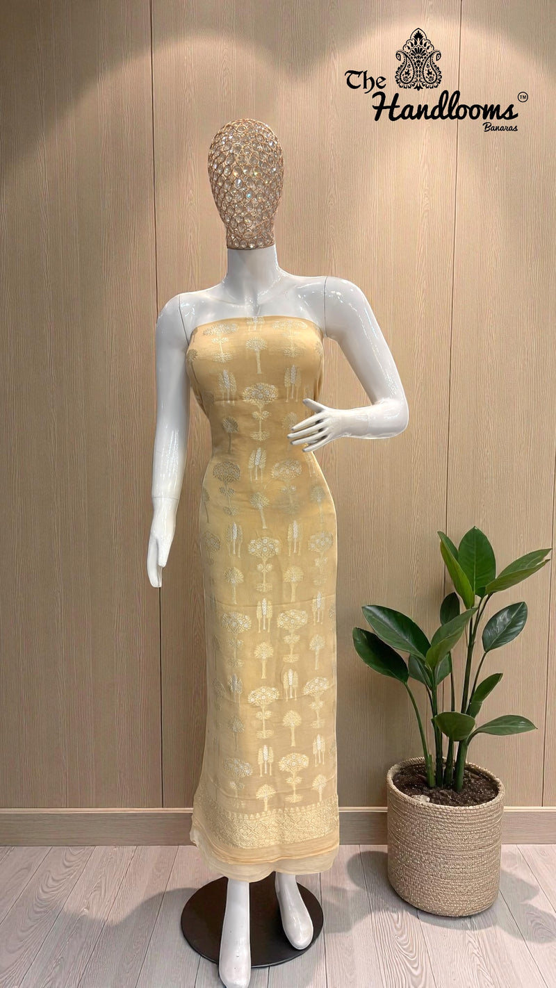 Khaddi Georgette Banarasi Dress material Water and Silver zari - The Handlooms