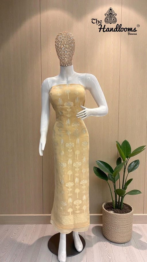 Khaddi Georgette Banarasi Dress material Water and Silver zari - The Handlooms