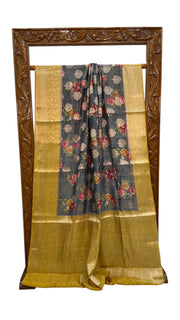 Pure Chiniya Silk Handloom Banarasi Saree Digital Print - The Handlooms