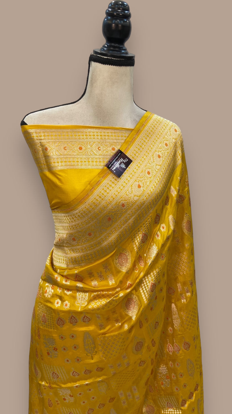 Pure Katan Silk Banarasi Handloom Saree - All over Jaal work - With Meenakari - The Handlooms