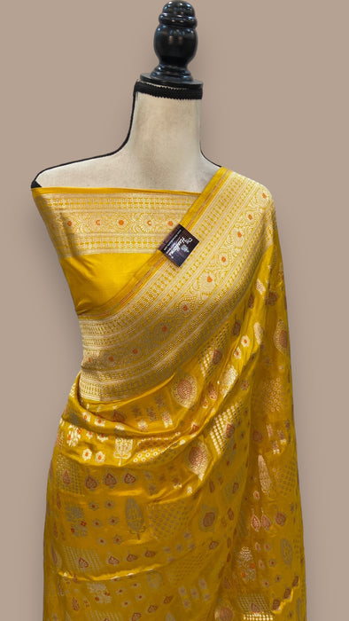 Pure Katan Silk Banarasi Handloom Saree - All over Jaal work - With Meenakari