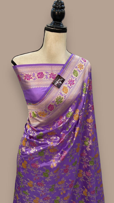 Pure Katan Silk Banarasi Handloom Saree - All over Jaal work - With Meenakari