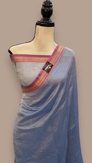Pure Kora Tissue Crush Handloom Banarasi Saree - The Handlooms