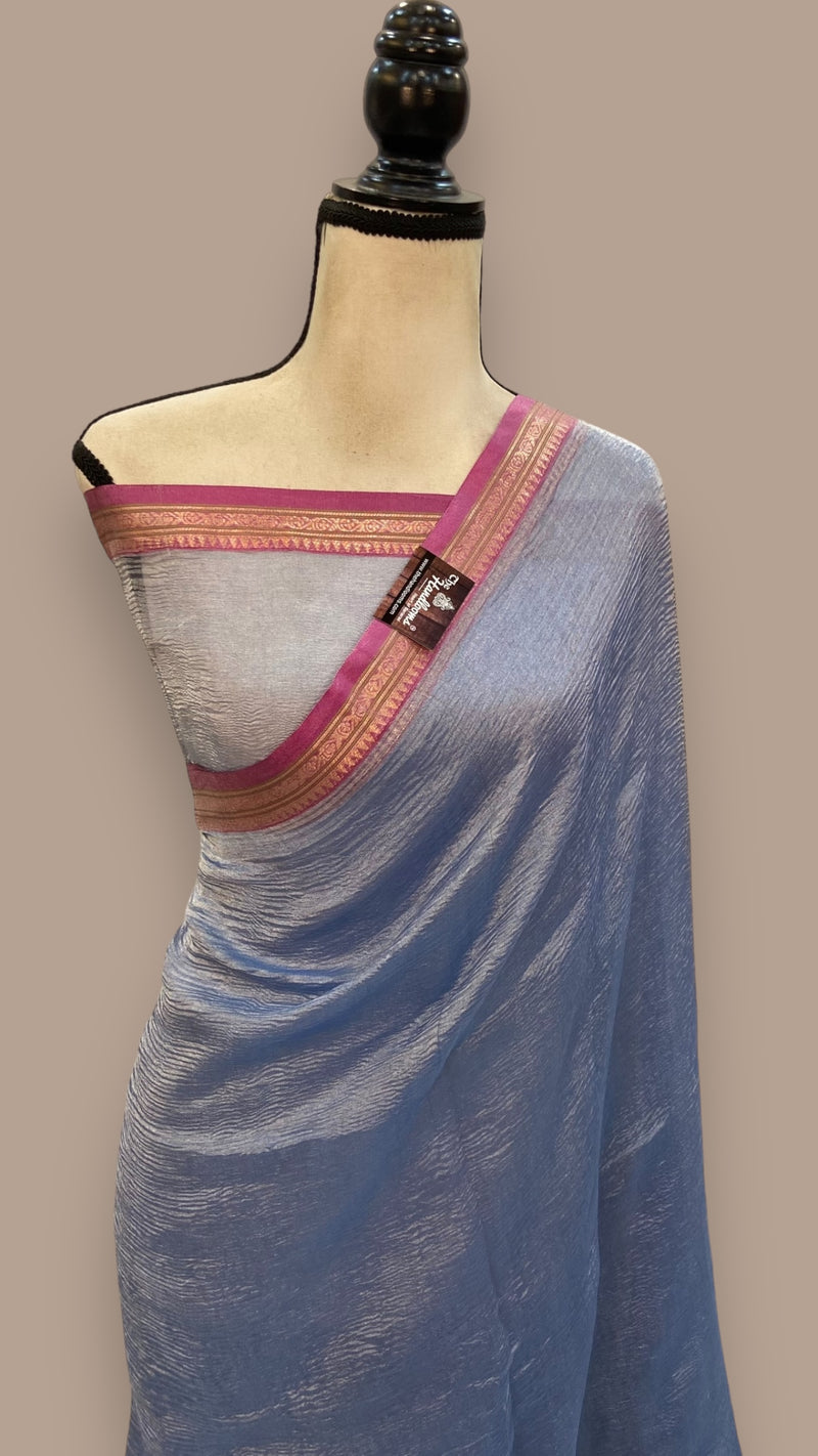 Pure Kora Tissue Crush Handloom Banarasi Saree - The Handlooms