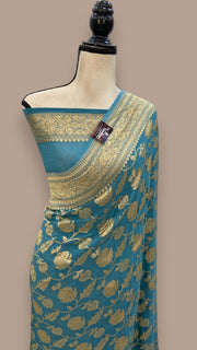 Khaddi Georgette Banarasi Saree - Gold zari - The Handlooms