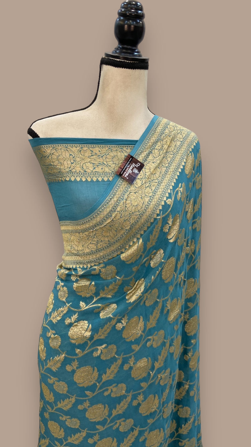 Khaddi Georgette Banarasi Saree - Gold zari - The Handlooms