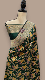 Pure Katan Silk Banarasi Handloom Saree - All over Jaal work - With Meenakari - The Handlooms