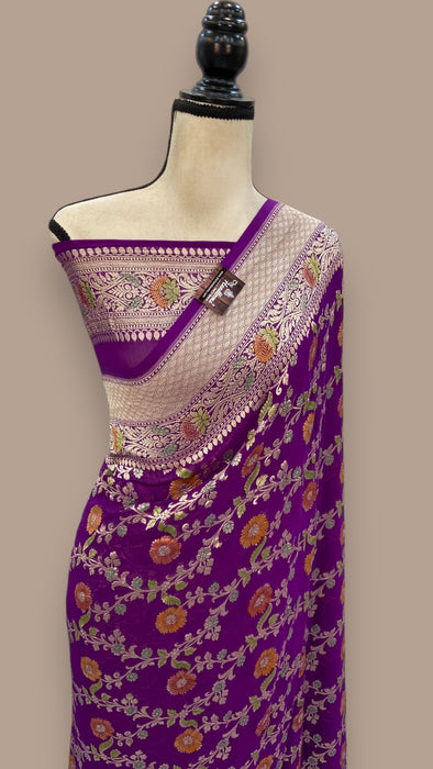 Khaddi Georgette Handloom Banarasi Saree