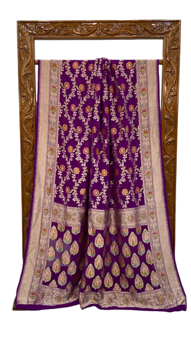 Khaddi Georgette Handloom Banarasi Saree - The Handlooms