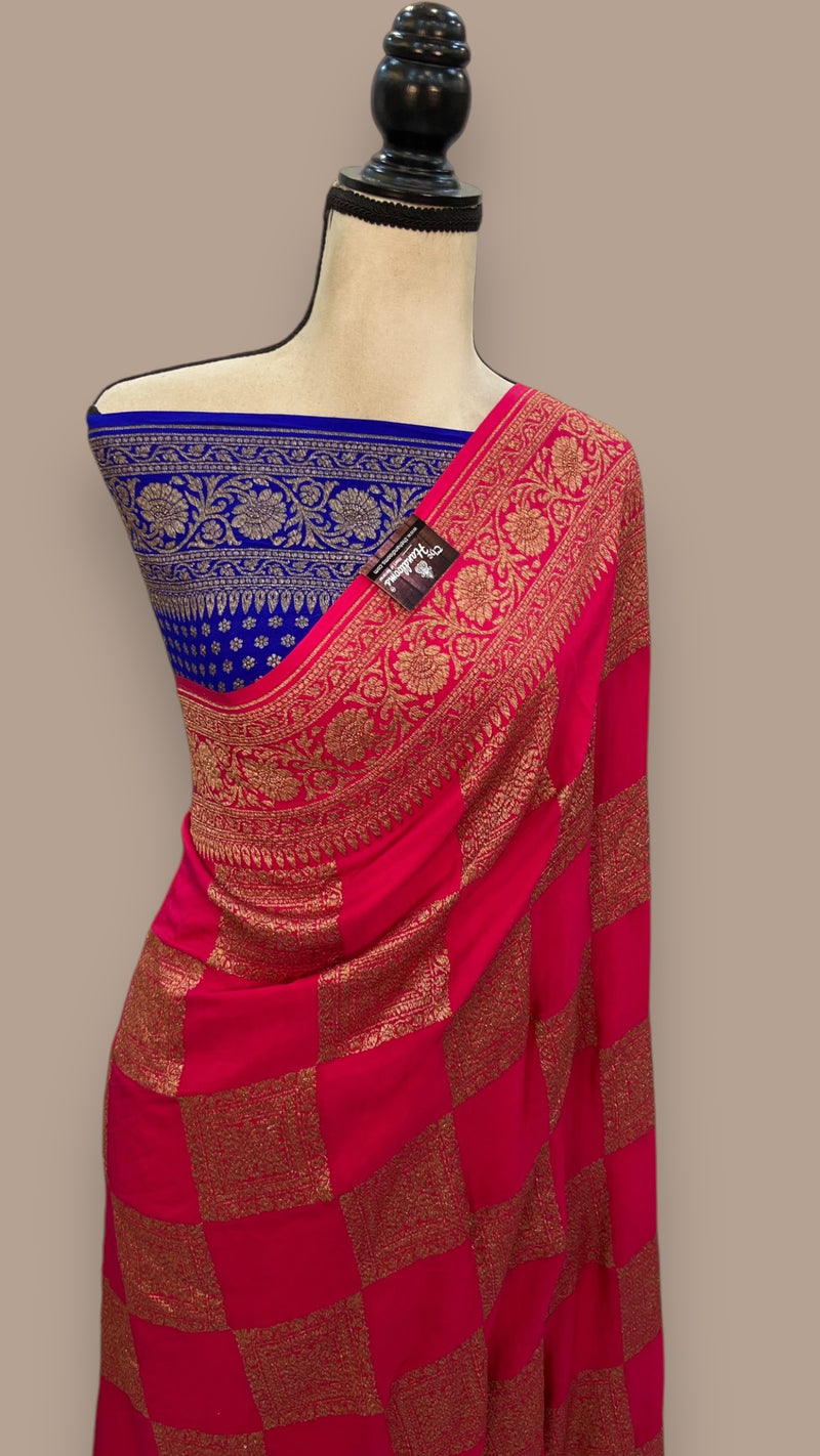 Khaddi Crepe Georgette Banarasi Saree -  Antique zari - The Handlooms