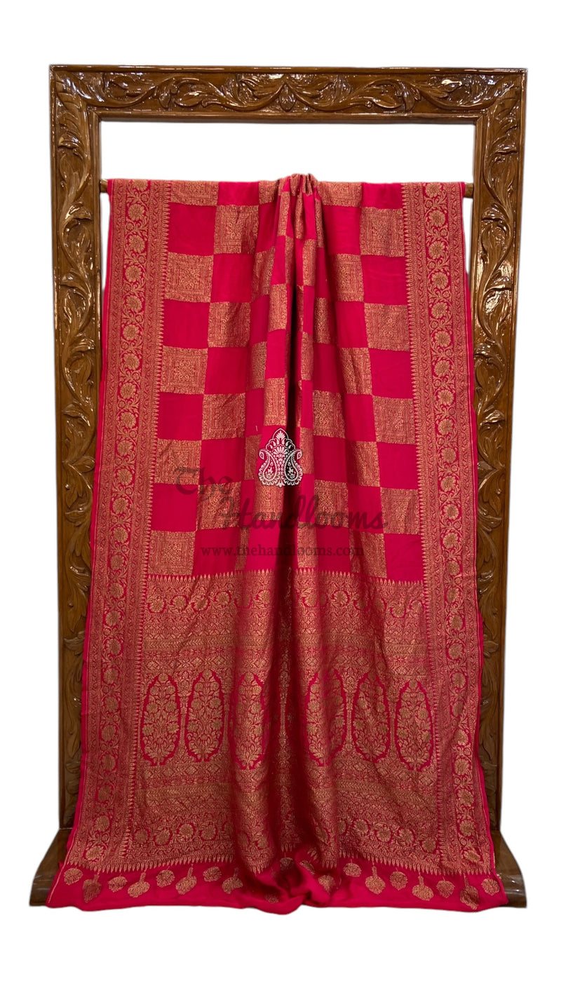 Khaddi Crepe Georgette Banarasi Saree -  Antique zari - The Handlooms