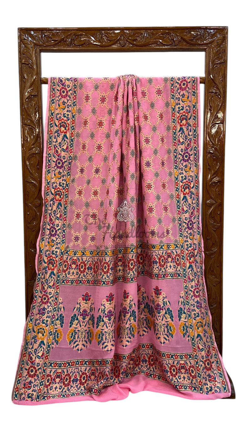 Pure Georgette Banarasi Handloom Saree - with meenakari work - The Handlooms
