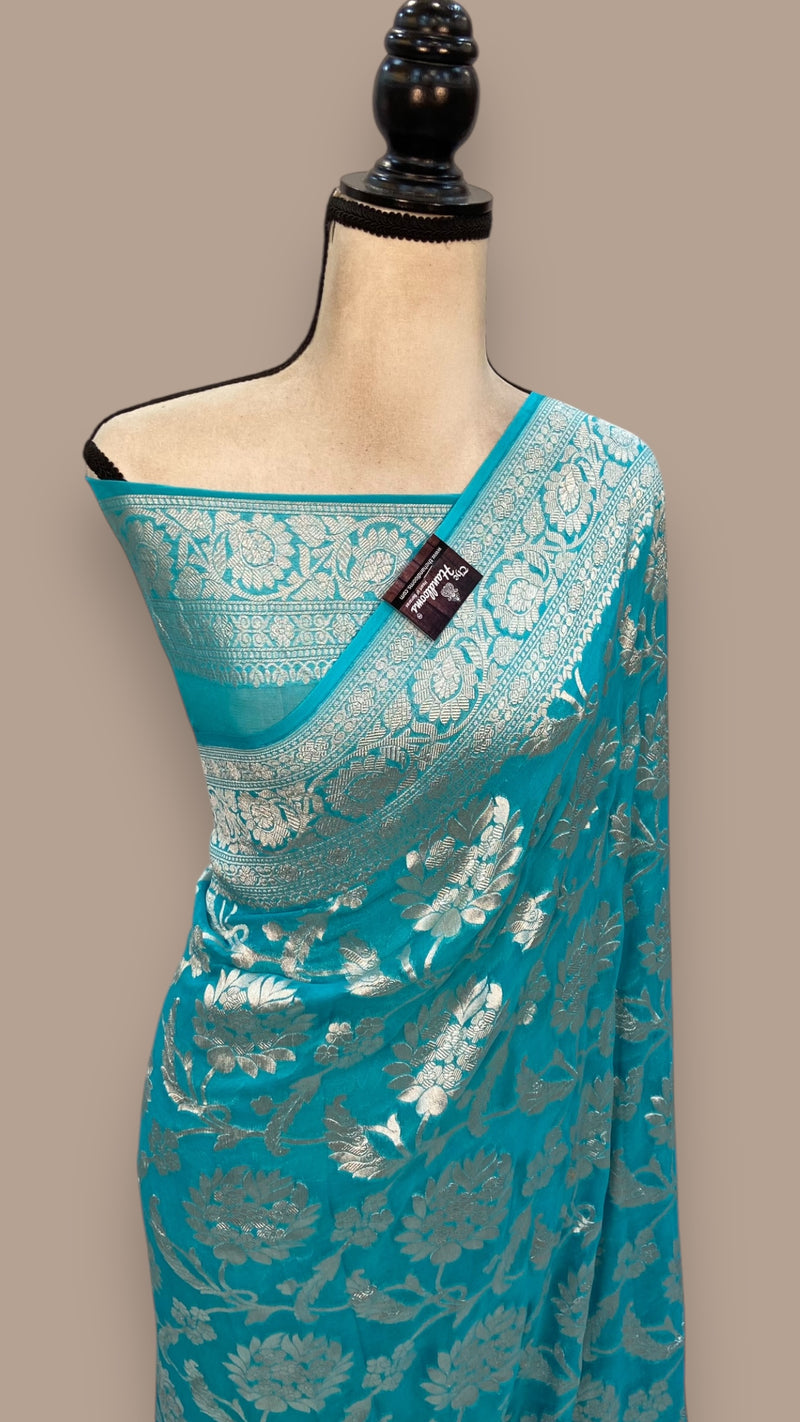 Khaddi Georgette Handloom Banarasi Saree - The Handlooms