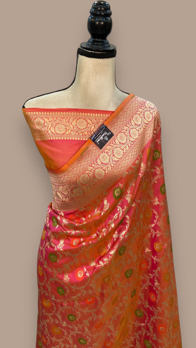 Pure Katan Silk Banarasi Handloom Saree - All over Jaal work - With Meenakari