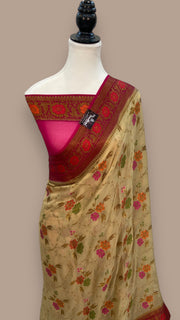 Pure Chiffon Khaddi Banarasi Saree - The Handlooms