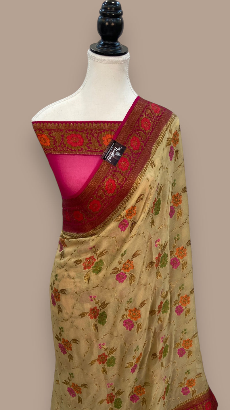 Pure Chiffon Khaddi Banarasi Saree - The Handlooms