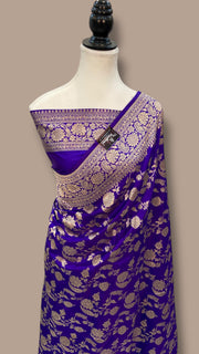 Pure Katan Silk Banarasi Handloom Saree - All over jaal work - The Handlooms