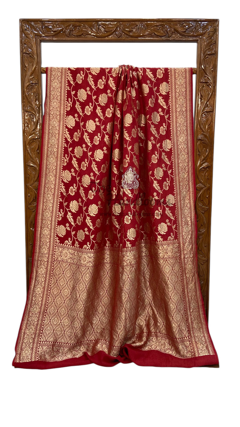 Tussar Georgette Handloom Banarasi Saree - All over Jaal Work - The Handlooms
