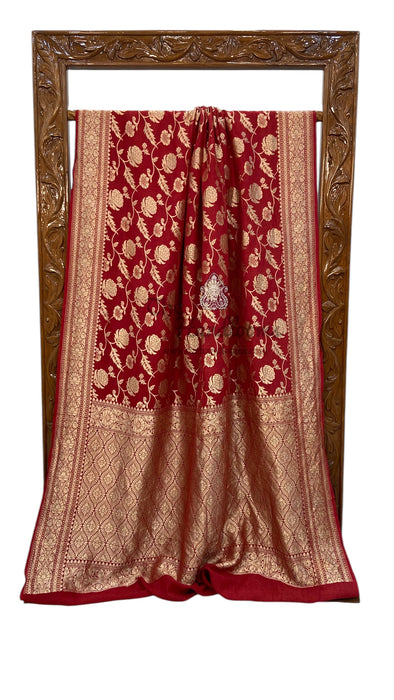 Tussar Georgette Handloom Banarasi Saree - All over Jaal Work