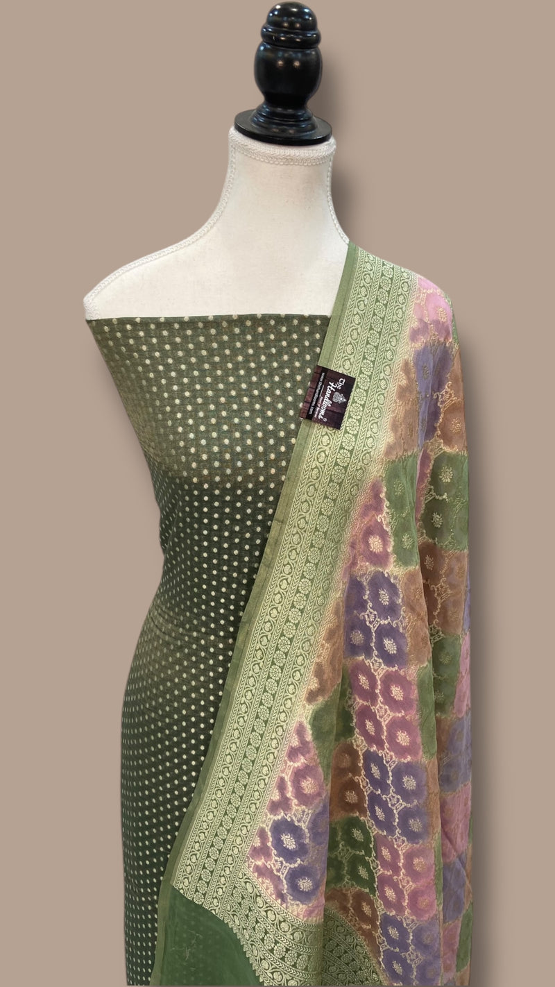 Tissue Khaddi Georgette Banarasi Dress material - The Handlooms