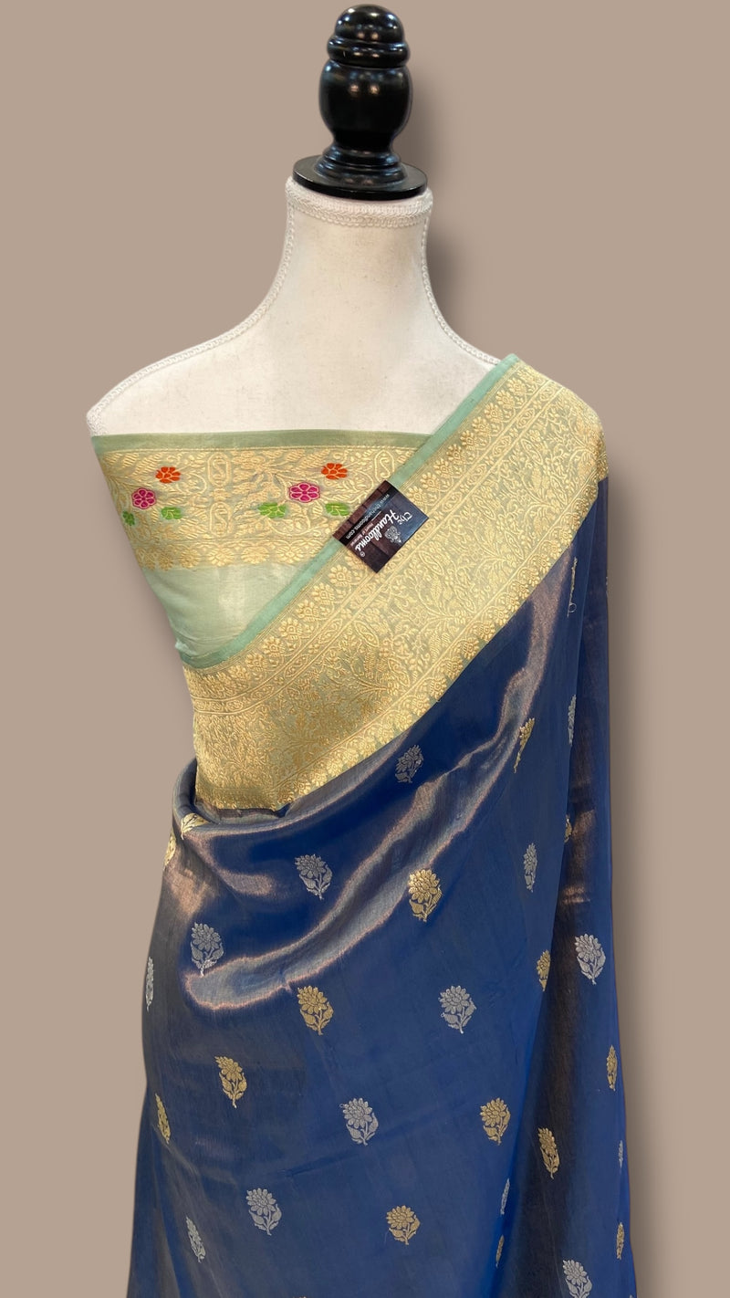 Pure Katan Tissue Silk Handloom Banarasi Saree - All over kadua motifs - The Handlooms